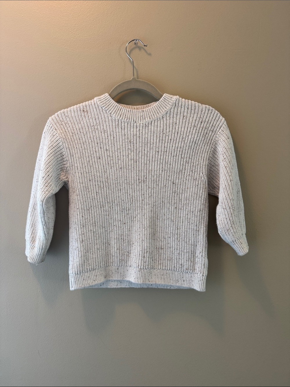 H&M Kids Ribbed Crewneck Sweater in Light Cream